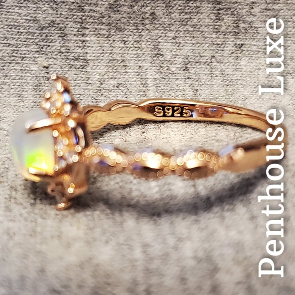 REAL Natural Opal Dome Oval Cut Rose Gold Ring - Picture 6 of 9